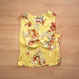RIANI Women's Colorful Yellow Sleeveless Top with Flowers, Size S